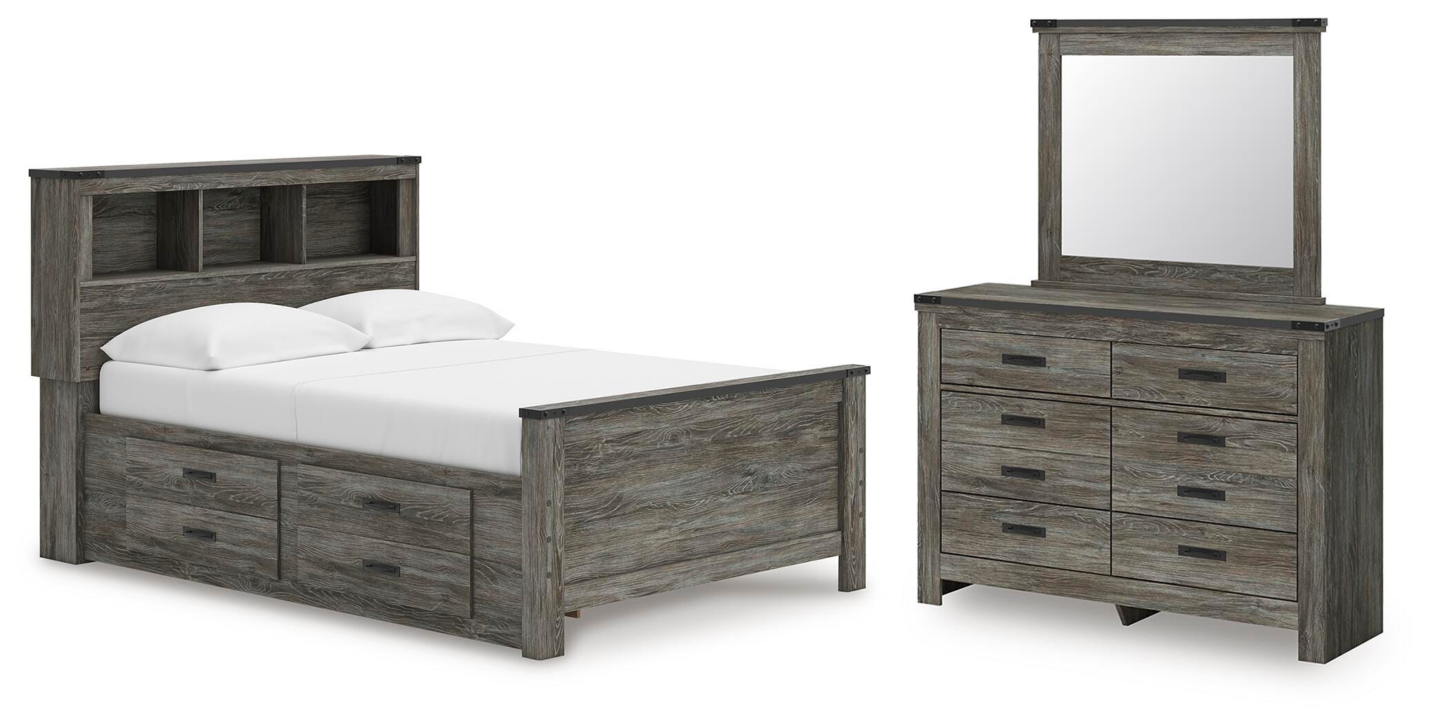 J&M Furniture - Ashley Furniture - Frandern Full Bookcase Bed with Storage, Dresser and Mirror - Full Bookcase Bed with Storage, Dresser and Mirror - B4480B11
