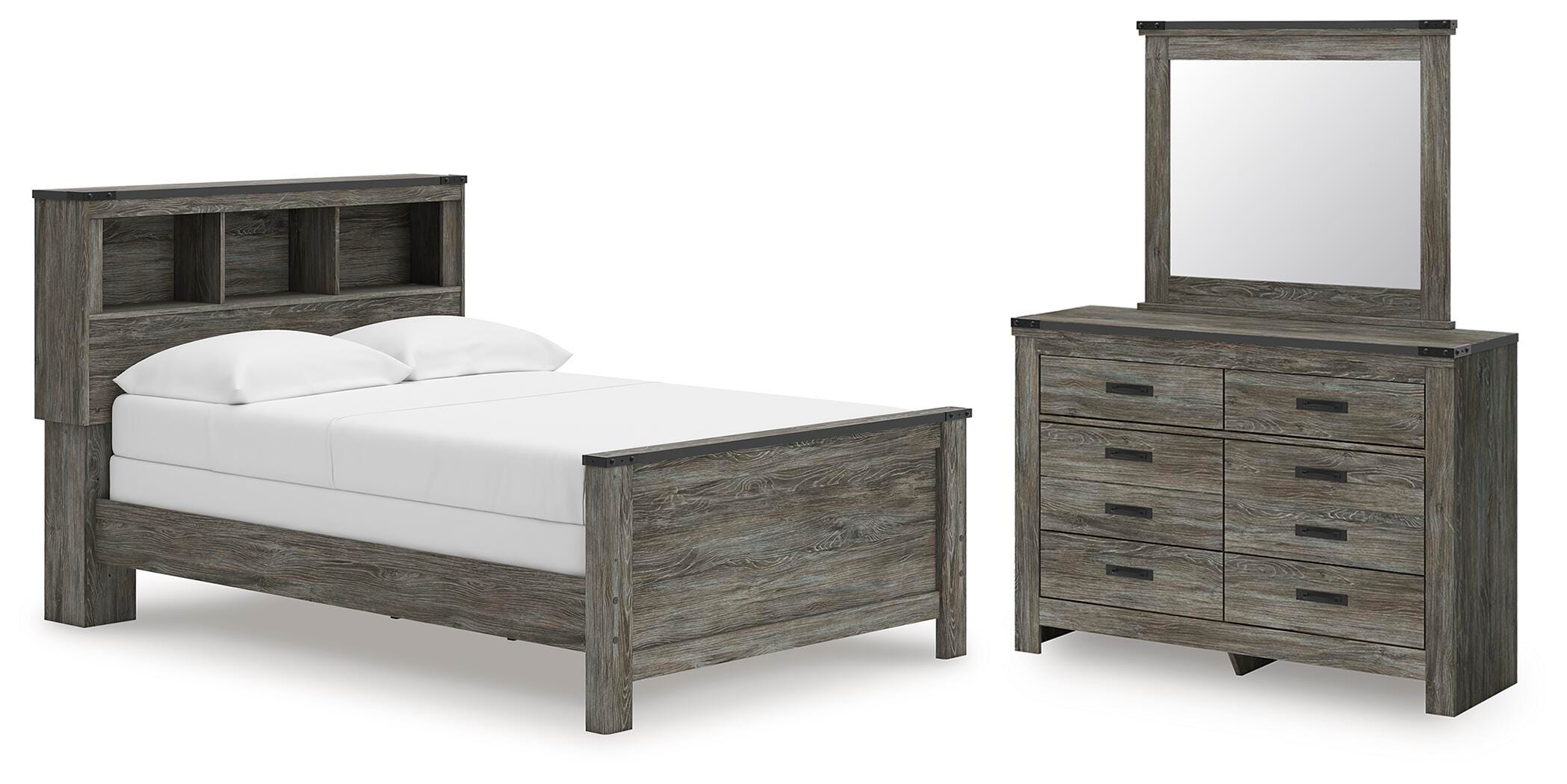 J&M Furniture - Ashley Furniture - Frandern Full Bookcase Bed, Dresser and Mirror - Full Bookcase Bed, Dresser and Mirror - B4480B6