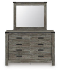 Frandern Full Bookcase Panel Bed with Storage, Dresser, Mirror and Chest