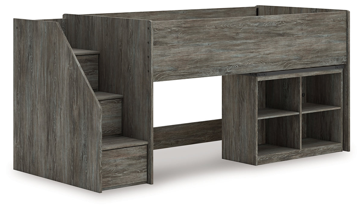 J&M Furniture - Ashley Furniture - Frandern Twin Loft Bed with Bookcase Storage - Twin Loft Bed with Bookcase Storage / Warm Gray - B4480B25