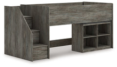 J&M Furniture - Ashley Furniture - Frandern Twin Loft Bed with Bookcase Storage - Twin Loft Bed with Bookcase Storage / Warm Gray - B4480B25