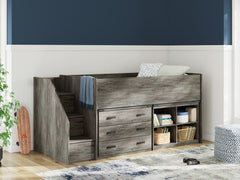 J&M Furniture - Ashley Furniture - Frandern Twin Loft  Bed with Bookcase and Drawer Storage - Twin Loft  Bed with Bookcase and Drawer Storage / Gray - B4480B16