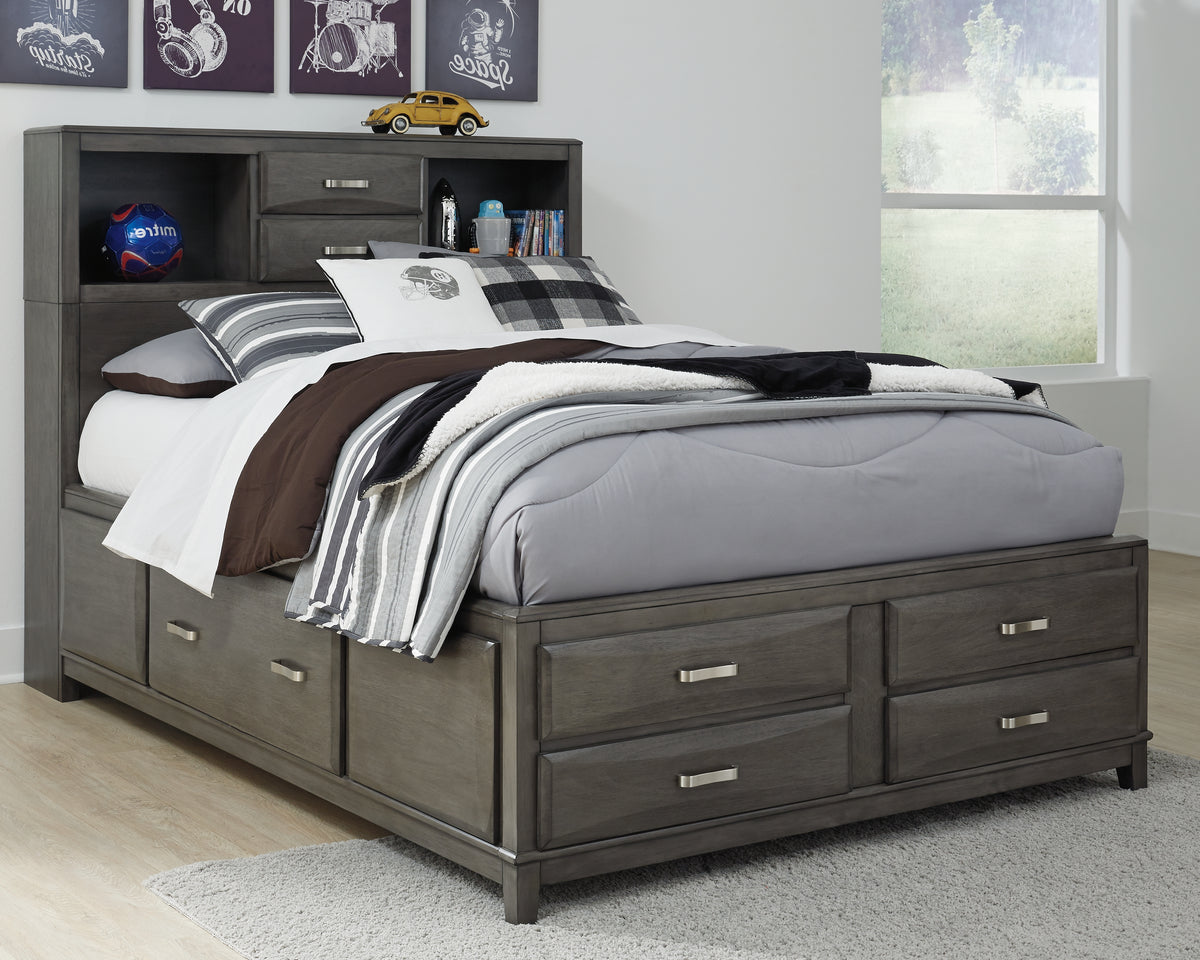 J&M Furniture - Ashley Furniture - Caitbrook Full Storage Bed with 7 Drawers - Full Storage Bed with 7 Drawers / Gray - B476B4