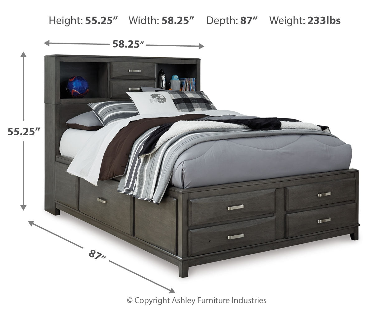 Caitbrook Full Storage Bed with 7 Drawers
