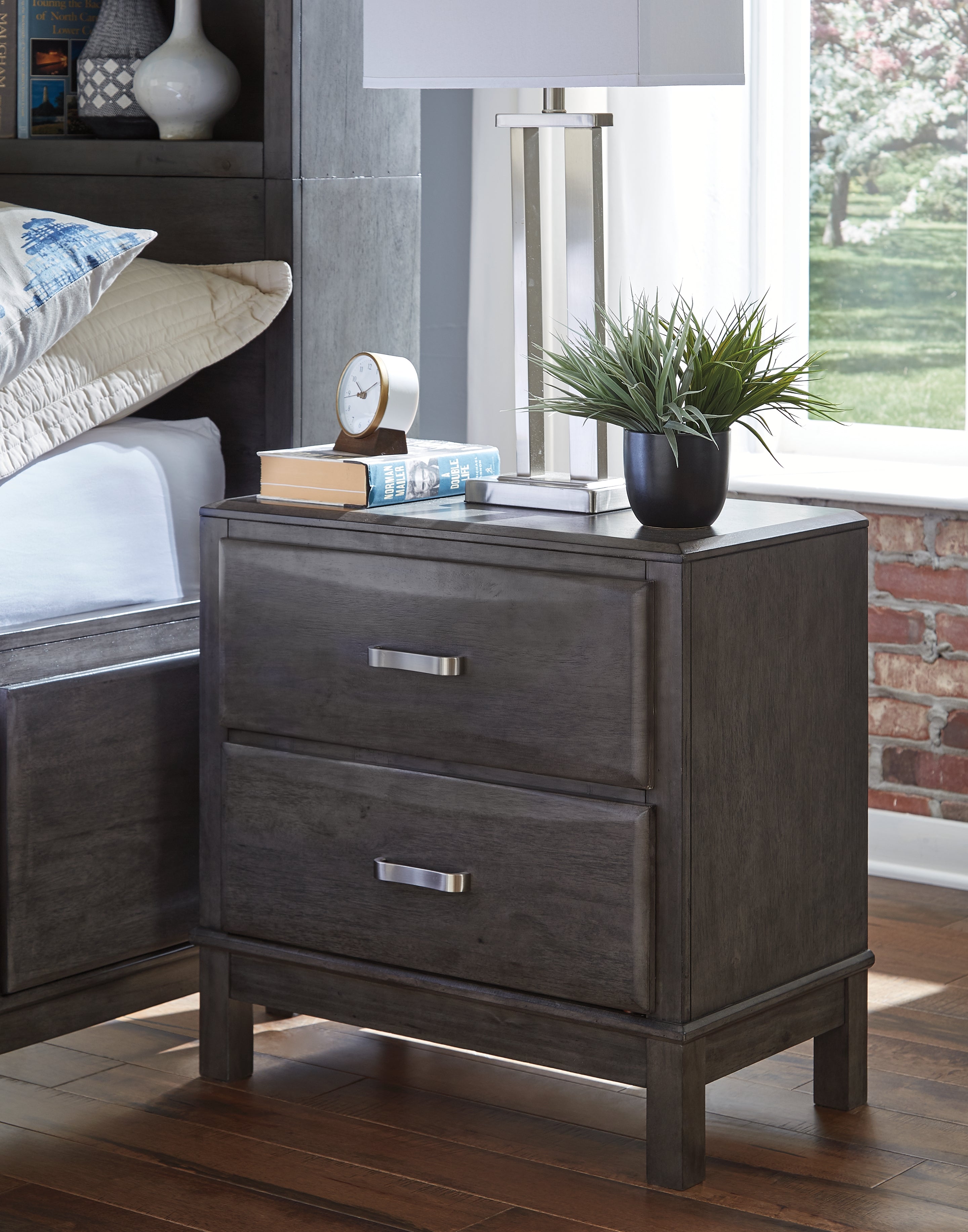 J&M Furniture - Ashley Furniture - Caitbrook Nightstand - Two Drawer Night Stand / Gray - B476-92