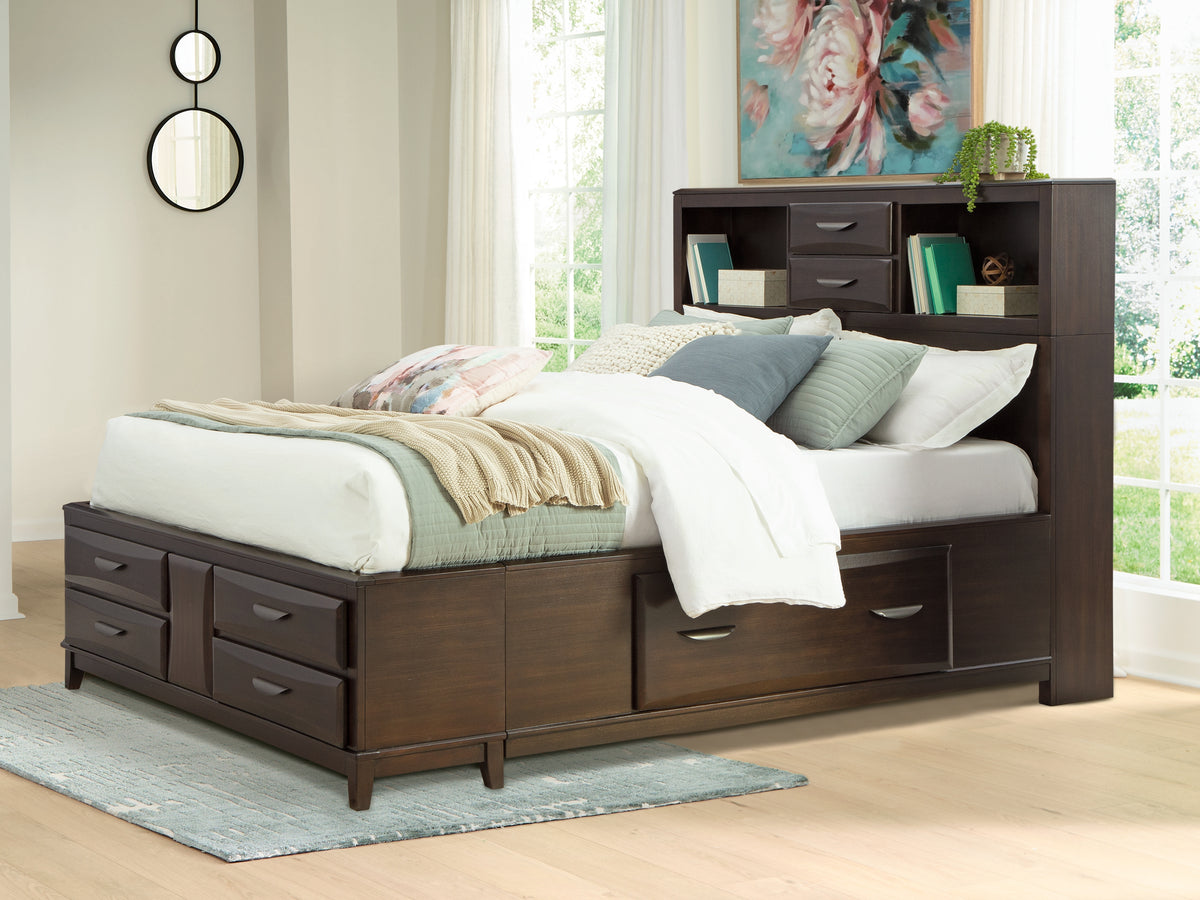 J&M Furniture - Ashley Furniture - Vanmore Queen Storage Bed - Queen Storage Bed / Dark Brown - B479B2