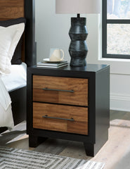 J&M Furniture - Ashley Furniture - Kraeburn Nightstand - Two Drawer Night Stand / Brown/Black - B496-92