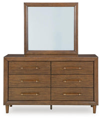 Lyncott Queen Upholstered Bed, Dresser, Mirror and Nightstand