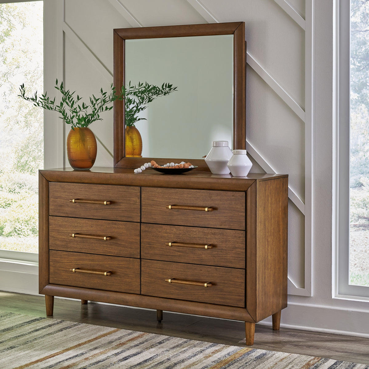 J&M Furniture - Ashley Furniture - Lyncott Dresser and Mirror - Dresser and Mirror / Brown - B615B1