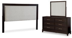J&M Furniture - Ashley Furniture - Neymorton King/California King Upholstered Panel Headboard, Dresser and Mirror - King/California King Upholstered Panel Headboard, Dresser and Mirror - B618B7