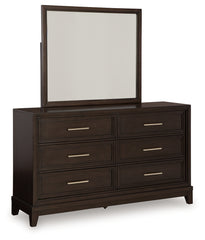 Neymorton King/California King Upholstered Panel Headboard, Dresser and Mirror