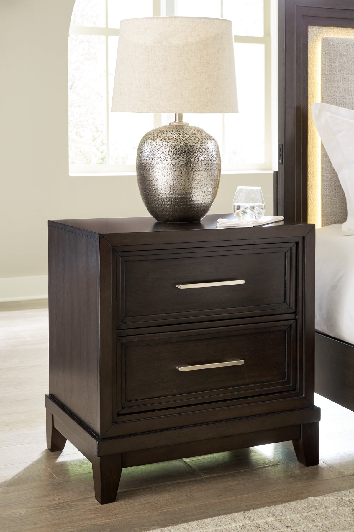 J&M Furniture - Ashley Furniture - Neymorton Nightstand - Two Drawer Night Stand / Dark Grayish Brown - B618-92