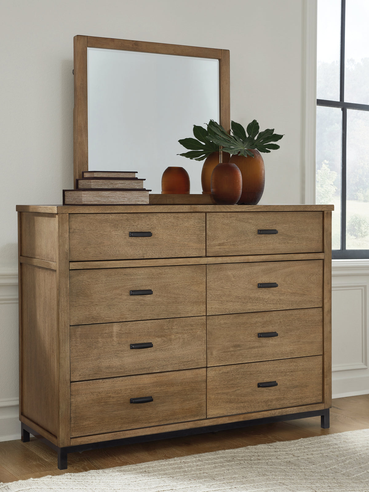 J&M Furniture - Ashley Furniture - Tomtyn Dresser and Mirror - Dresser and Mirror / Light Brown - B622B1