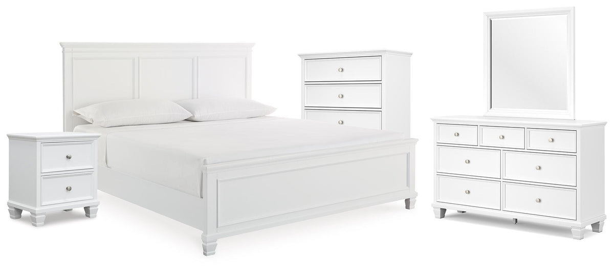 J&M Furniture - Ashley Furniture - Fortman King Panel Bed, Dresser, Mirror, Chest and Nightstand - King Panel Bed, Dresser, Mirror, Chest and Nightstand - B680B18