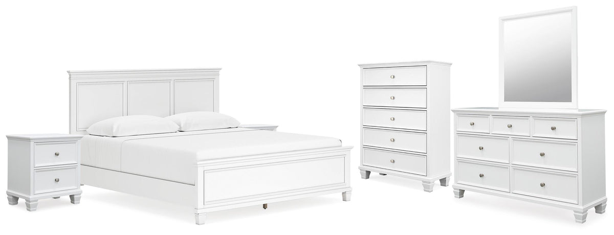 J&M Furniture - Ashley Furniture - Fortman King Panel Bed, Dresser, Mirror, Chest and 2 Nightstands - King Panel Bed, Dresser, Mirror, Chest and 2 Nightstands - B680B19