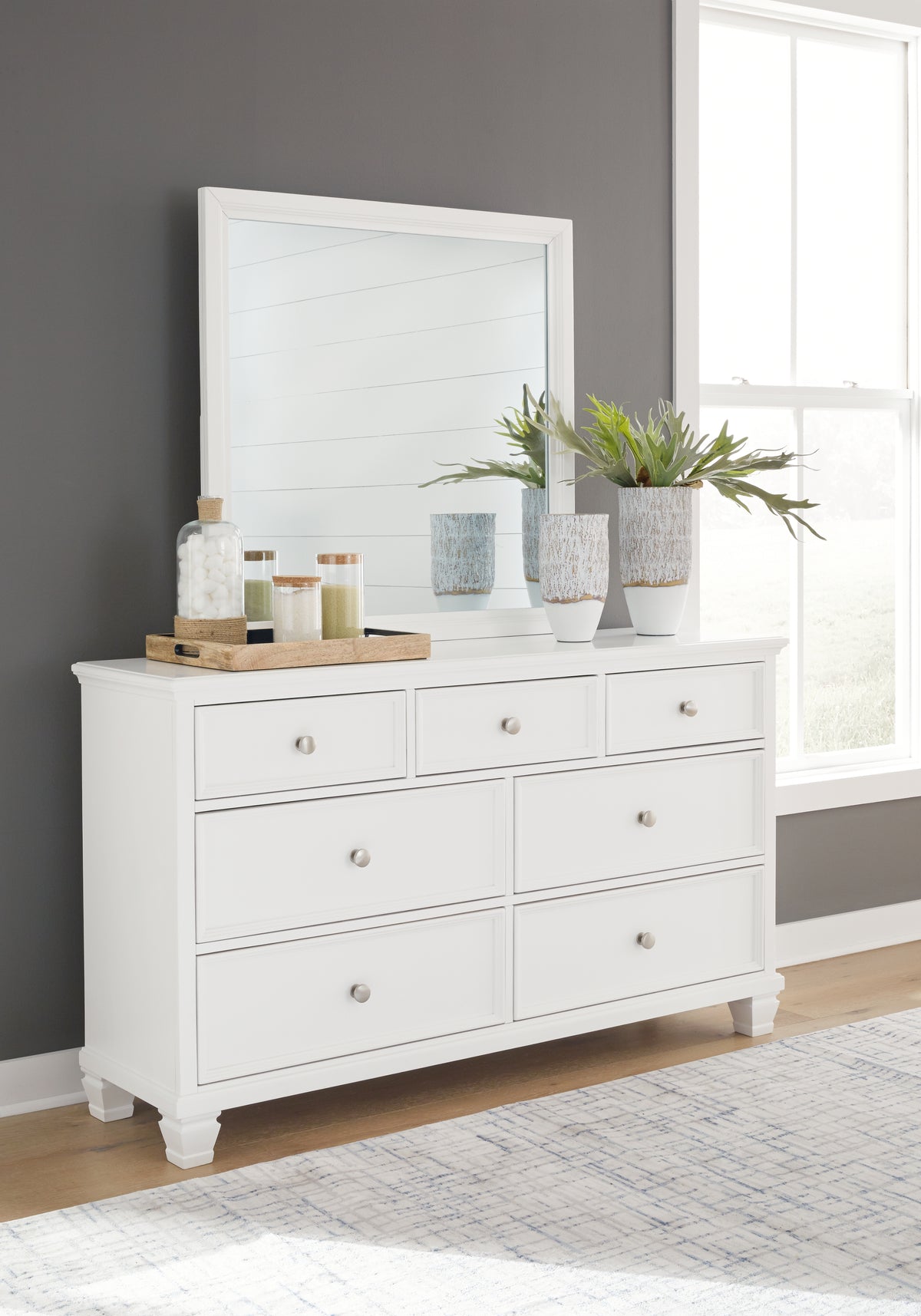J&M Furniture - Ashley Furniture - Fortman Dresser and Mirror - Dresser and Mirror / White - B680B1