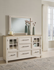 J&M Furniture - Ashley Furniture - Shaybrock Dresser and Mirror - Dresser and Mirror / Antique White/Brown - B683B1
