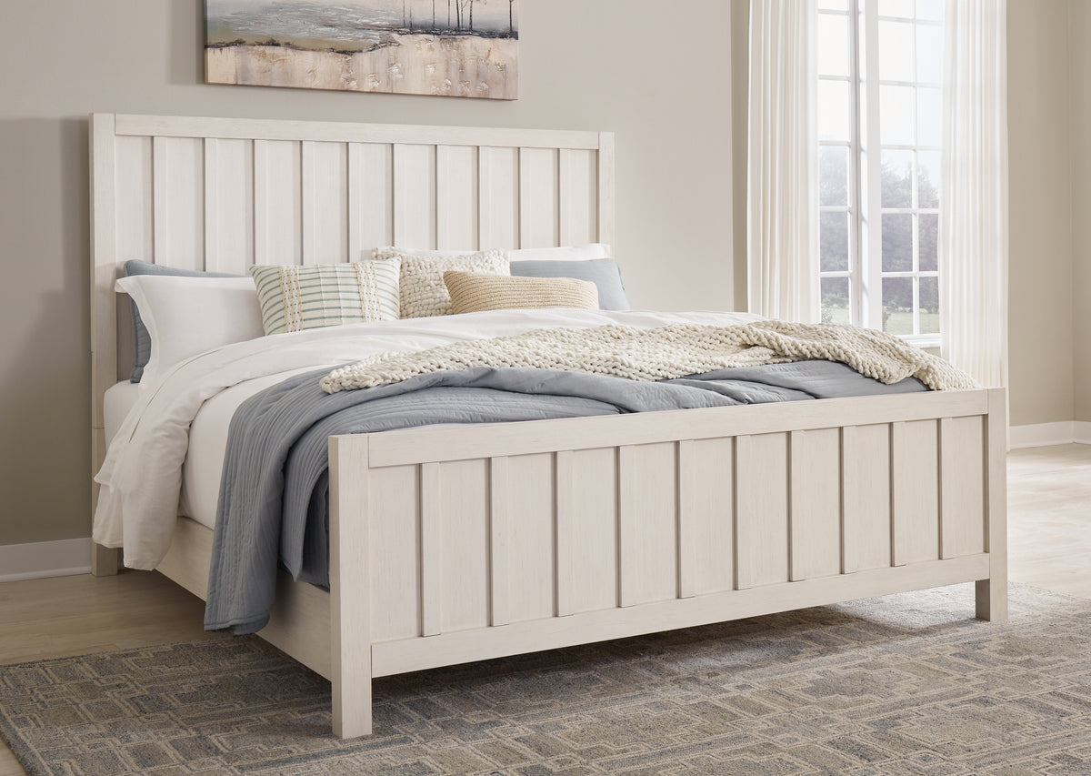 J&M Furniture - Ashley Furniture - Shaybrock Queen Panel Bed - Queen Panel Bed / Antique White - B683B2