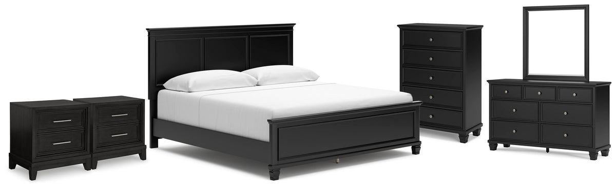 J&M Furniture - Ashley Furniture - Lanolee King Panel Bed, Dresser, Mirror, Chest and 2 Nightstands - King Panel Bed, Dresser, Mirror, Chest and 2 Nightstands - B687B28
