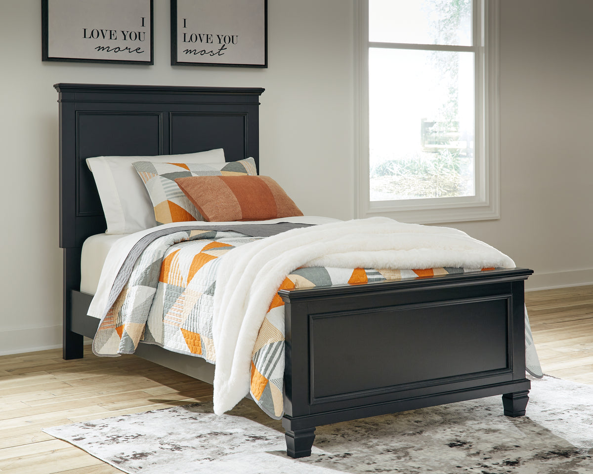 J&M Furniture - Ashley Furniture - Lanolee Twin Panel Bed - Twin Panel Bed / Black - B687B2