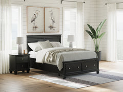 J&M Furniture - Ashley Furniture - Lanolee Queen Panel Storage Bed - Queen Panel Storage Bed / Black - B687B17