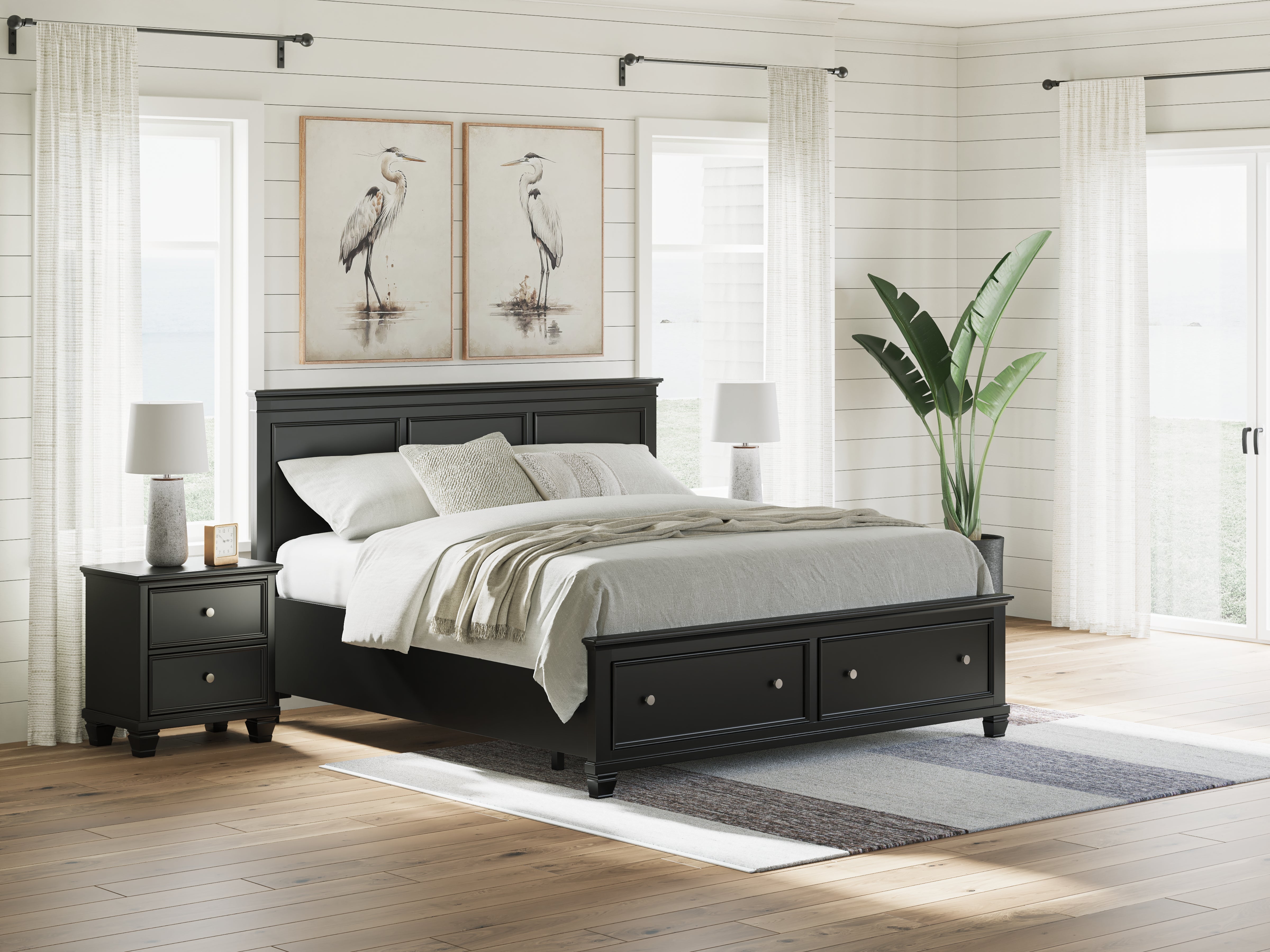 J&M Furniture - Ashley Furniture - Lanolee King Panel Storage Bed - King Panel Storage Bed / Black - B687B19