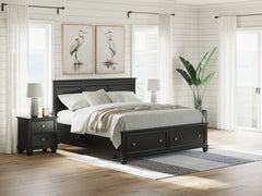 J&M Furniture - Ashley Furniture - Lanolee King Panel Storage Bed - King Panel Storage Bed / Black - B687B19