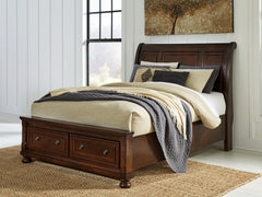 J&M Furniture - Ashley Furniture - Porter Queen Sleigh Storage Bed - Queen Sleigh Storage Bed / Rustic Brown - B697B43