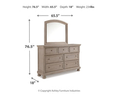 Lettner King Panel Bed, Dresser, Mirror, Chest and 2 Nightstands