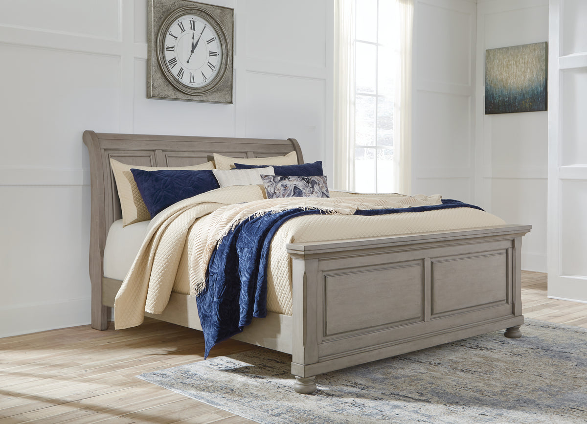 J&M Furniture - Ashley Furniture - Lettner King Sleigh Bed - King Sleigh Bed / Light Gray - B733B34