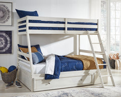 J&M Furniture - Ashley Furniture - Robbinsdale Twin over Full Bunk Bed with Storage - Twin over Full Bunk Bed with Storage / Antique White - B742B16