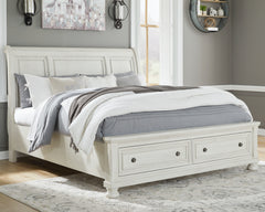J&M Furniture - Ashley Furniture - Robbinsdale Queen Sleigh Bed with Storage - Queen Sleigh Bed with Storage / Antique White - B742B3