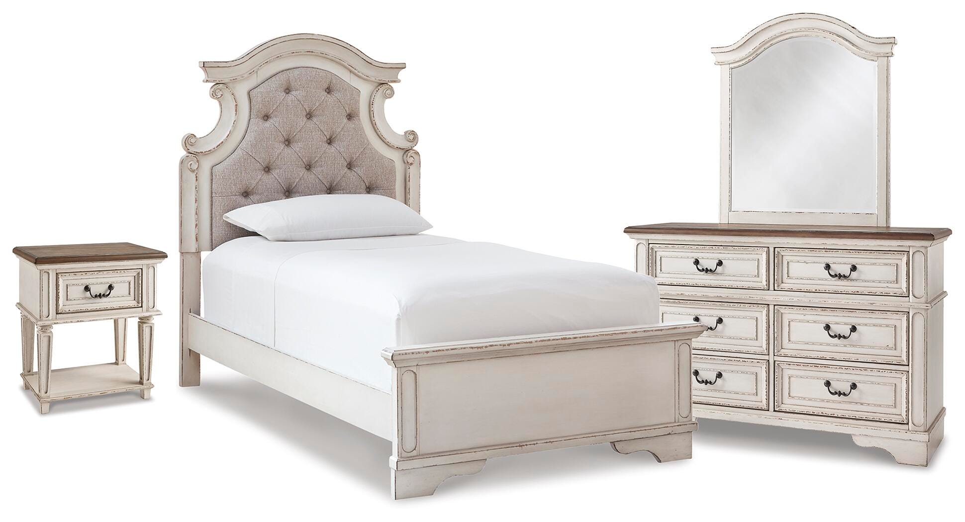 J&M Furniture - Ashley Furniture - Realyn Twin Panel Bed, Dresser, Mirror and Nightstand - Twin Panel Bed, Dresser, Mirror and Nightstand - B743B76