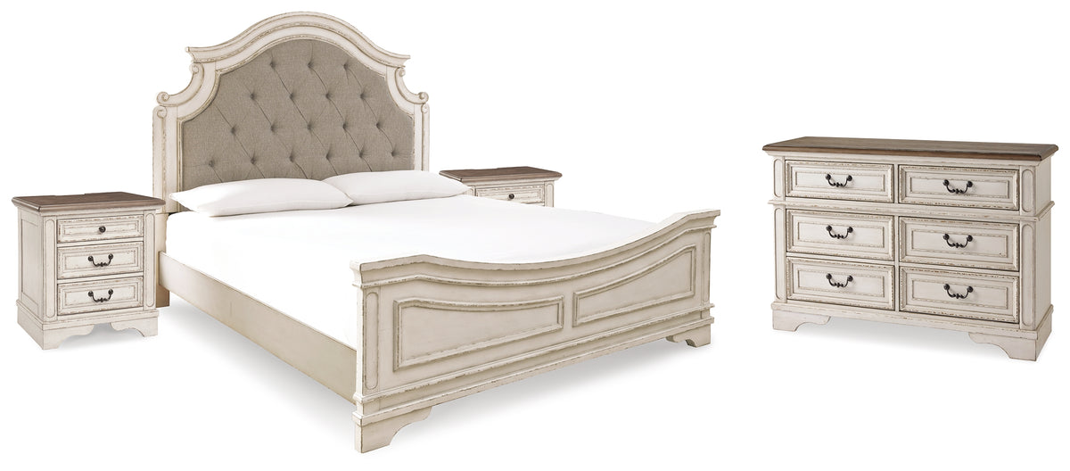 J&M Furniture - Ashley Furniture - Realyn King Panel Bed, Dresser and 2 Nightstands - King Panel Bed, Dresser and 2 Nightstands / Two-tone - B743B63