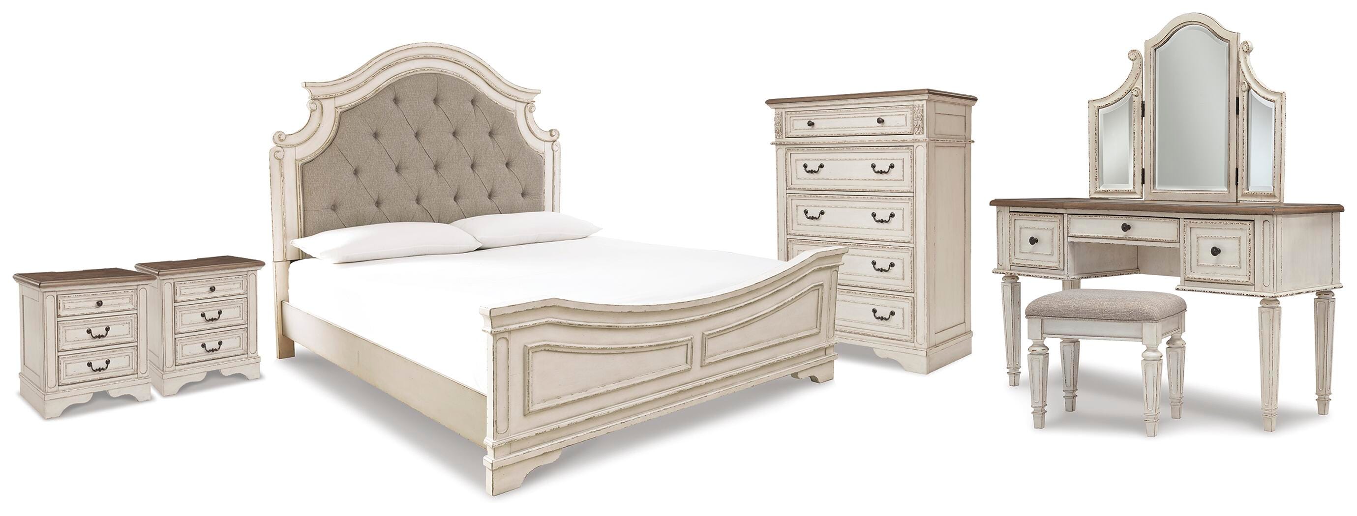 J&M Furniture - Ashley Furniture - Realyn King Panel Bed, Vanity, Chest and 2 Nightstands - King Panel Bed, Vanity, Chest and 2 Nightstands - B743B73