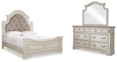 J&M Furniture - Ashley Furniture - Realyn Queen Upholstered Panel Bed, Dresser and Mirror - Queen Upholstered Panel Bed, Dresser and Mirror / Two-tone - B743B3