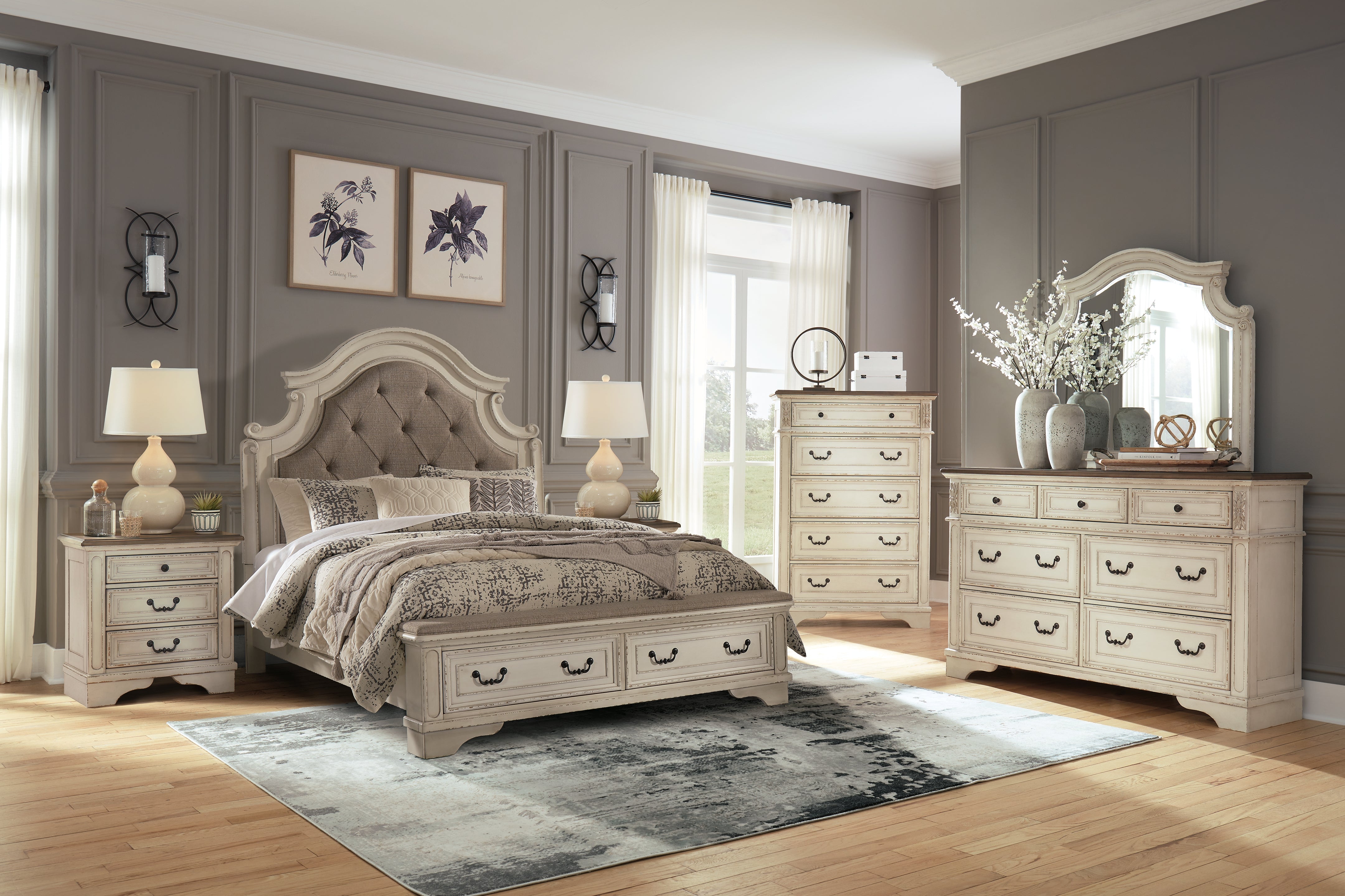 J&M Furniture - Ashley Furniture - Realyn Queen Upholstered Storage Bed - Queen Upholstered Storage Bed / Two-tone - B743B18