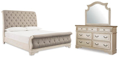 J&M Furniture - Ashley Furniture - Realyn Queen Upholstered Sleigh Bed, Dresser and Mirror - Queen Upholstered Sleigh Bed, Dresser and Mirror - B743B5