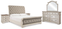 J&M Furniture - Ashley Furniture - Realyn King Upholstered Sleigh Bed, Dresser, Mirror and 2 Nightstands - King Upholstered Sleigh Bed, Dresser, Mirror and 2 Nightstands - B743B51