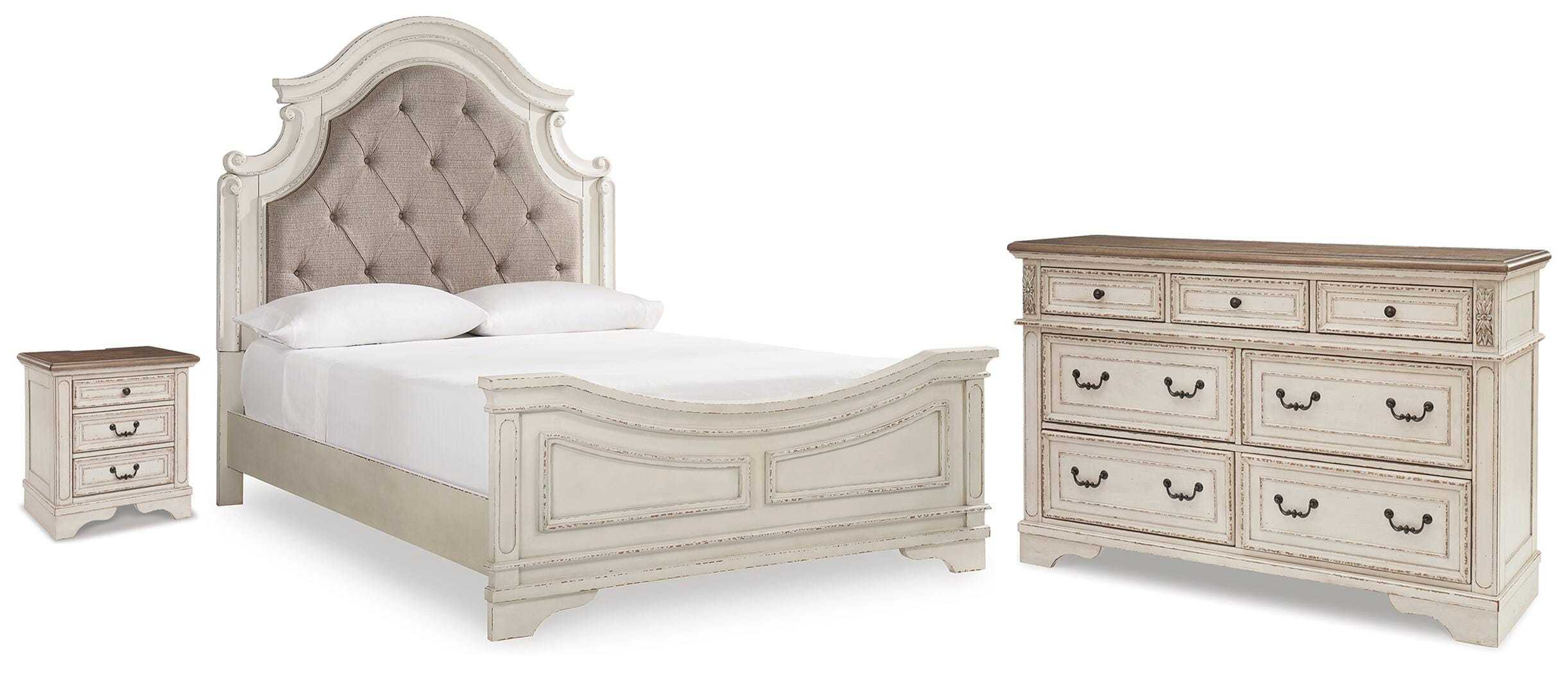 J&M Furniture - Ashley Furniture - Realyn Queen Upholstered Panel Bed, Dresser and Nightstand - Queen Upholstered Panel Bed, Dresser and Nightstand - B743B101