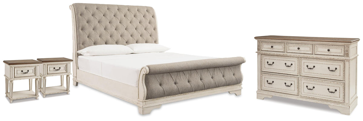 J&M Furniture - Ashley Furniture - Realyn Queen Upholstered Sleigh Bed, Dresser and 2 Nightstands - Queen Upholstered Sleigh Bed, Dresser and 2 Nightstands - B743B84