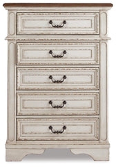 Realyn King Upholstered Panel Bed, Chest and 2 Nightstands