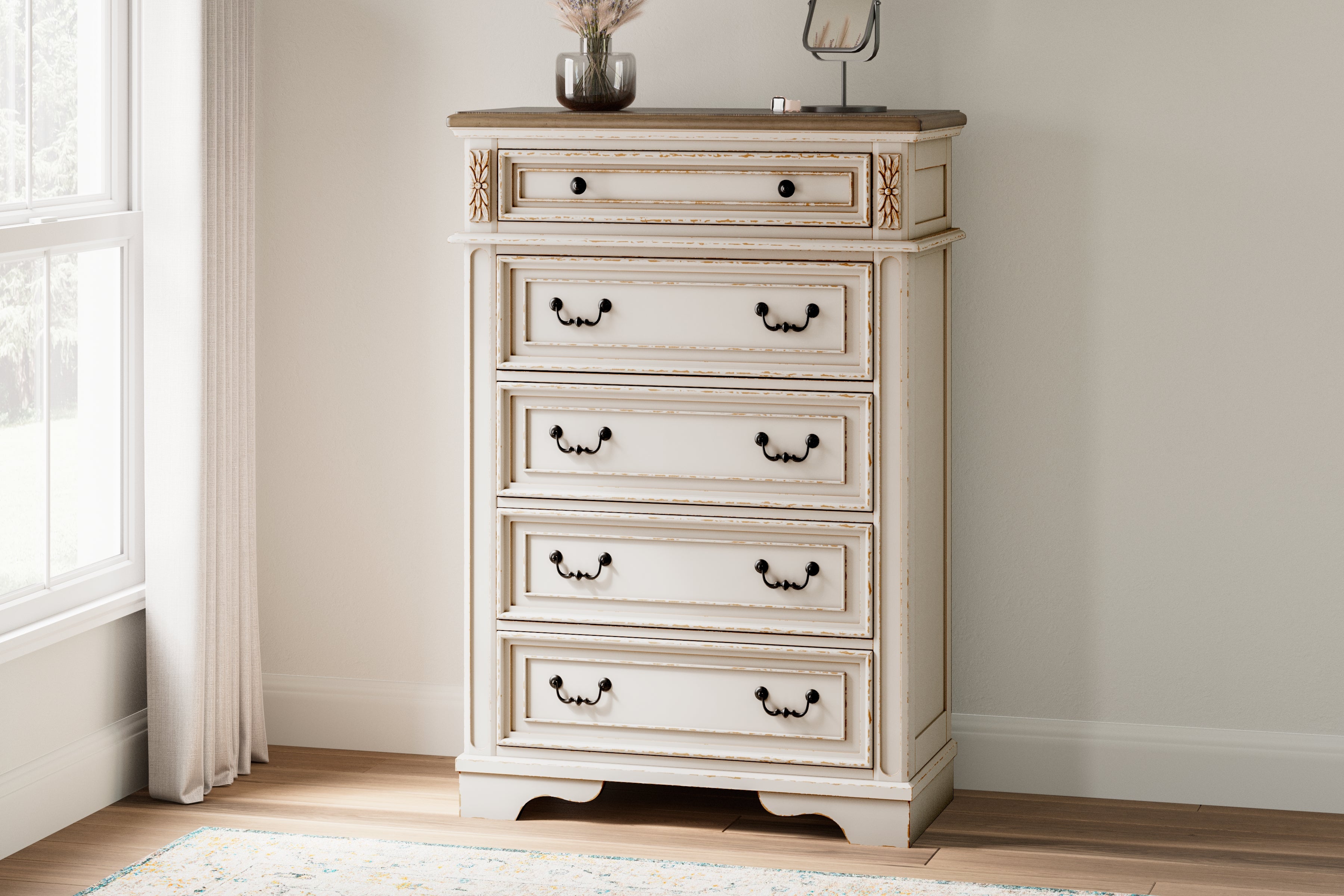 J&M Furniture - Ashley Furniture - Realyn Chest of Drawers - Five Drawer Chest / Two-tone - B743-46