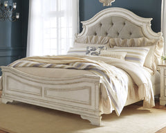 J&M Furniture - Ashley Furniture - Realyn King Upholstered Panel Bed - King Upholstered Panel Bed / Chipped White - B743B6