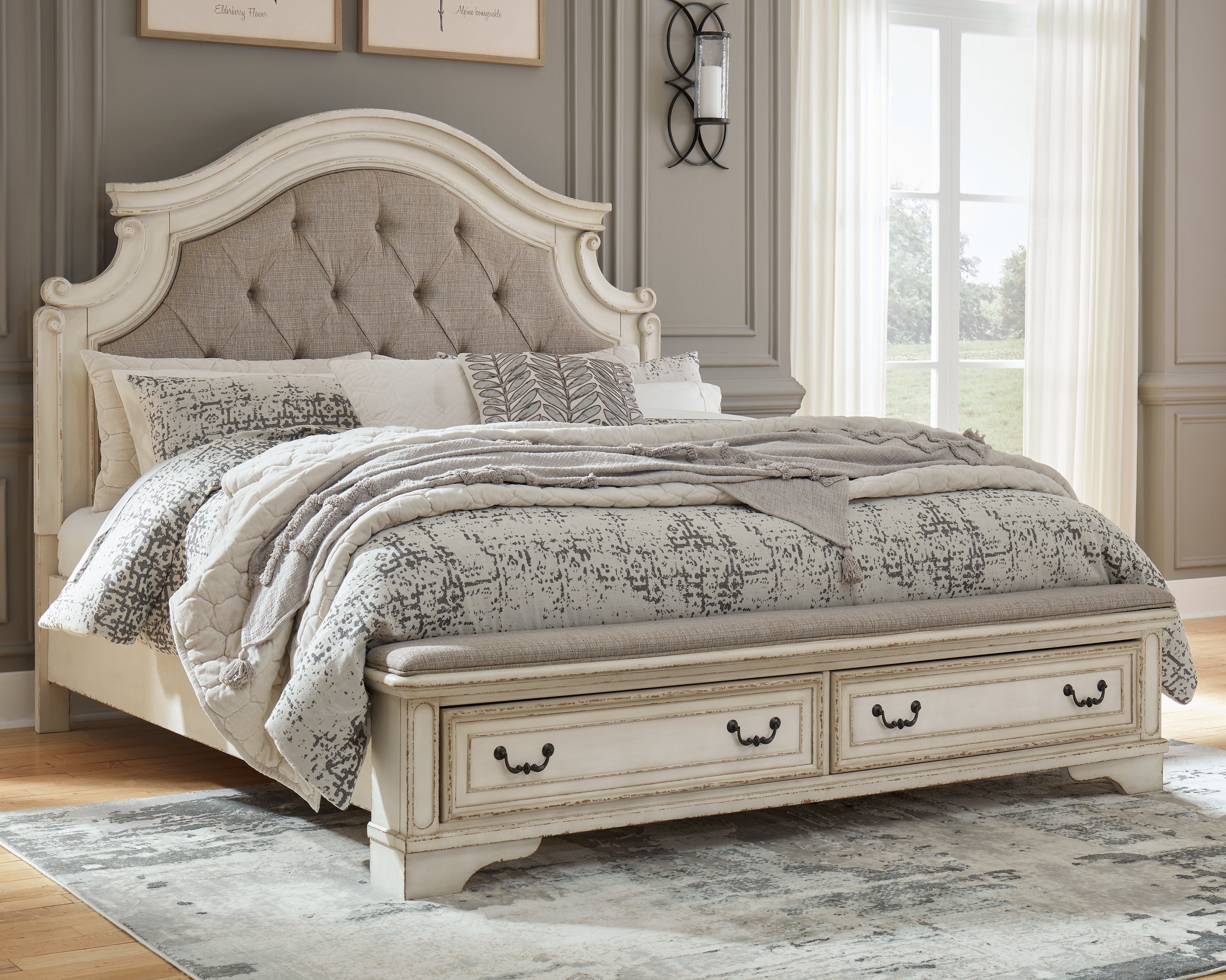 J&M Furniture - Ashley Furniture - Realyn King Upholstered Storage Bed - King Upholstered Storage Bed / Two-tone - B743B20