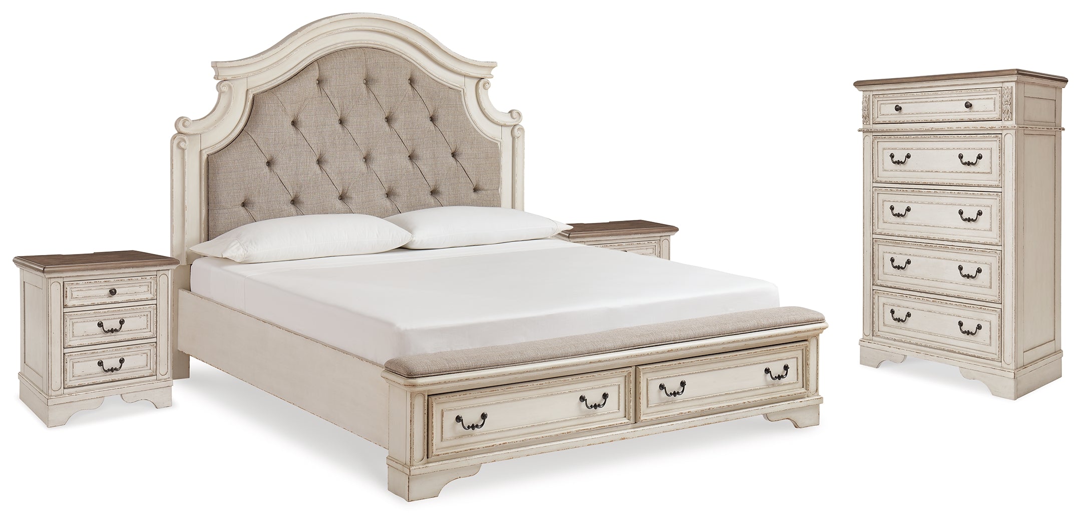 J&M Furniture - Ashley Furniture - Realyn King Storage Bed, Chest and 2 Nightstands - King Storage Bed, Chest and 2 Nightstands - B743B50