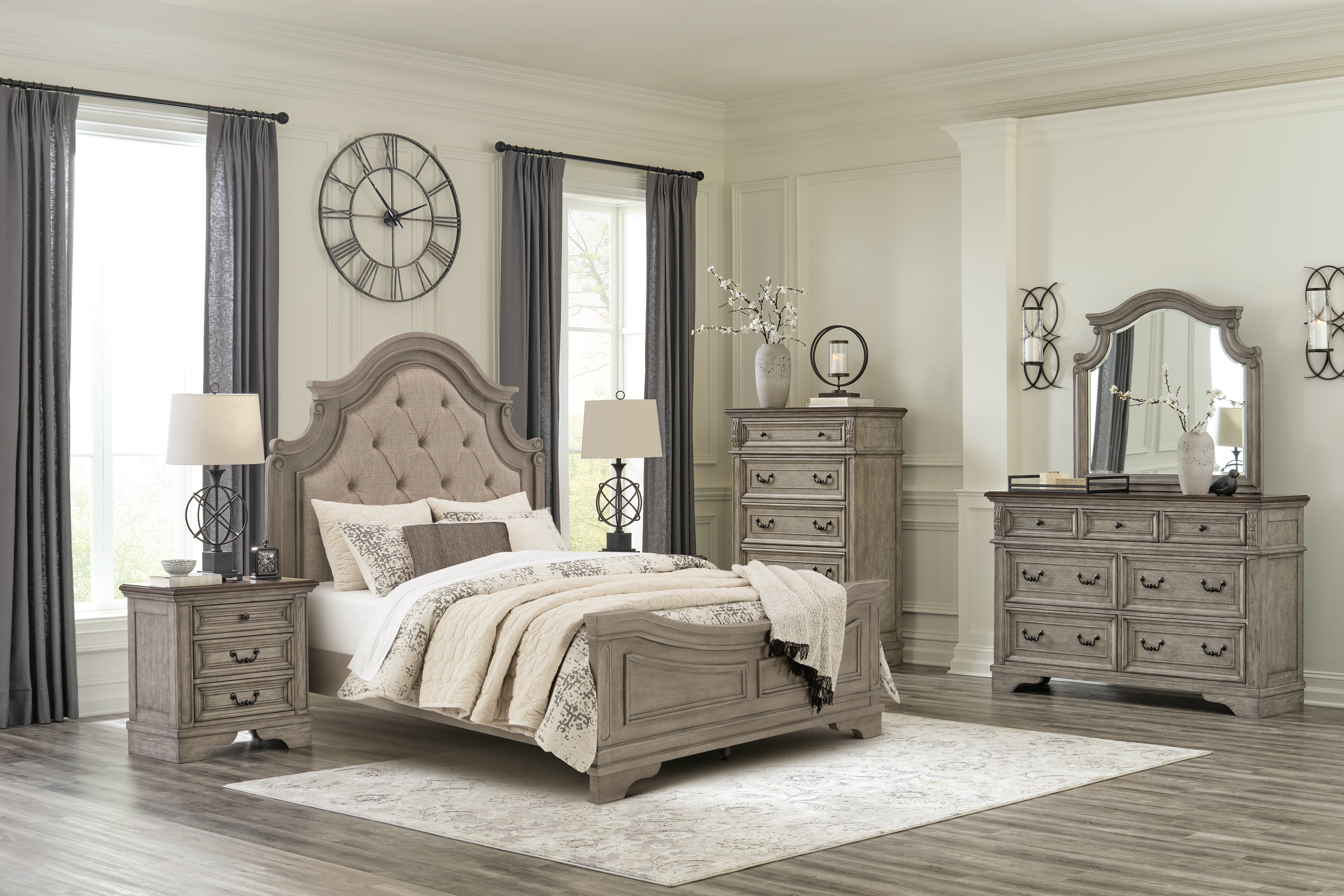 J&M Furniture - Ashley Furniture - Lodenbay Queen Upholstered Panel Bed, Dresser, Mirror, Chest and Nightstand - Queen Upholstered Panel Bed, Dresser, Mirror, Chest and Nightstand - B751B9