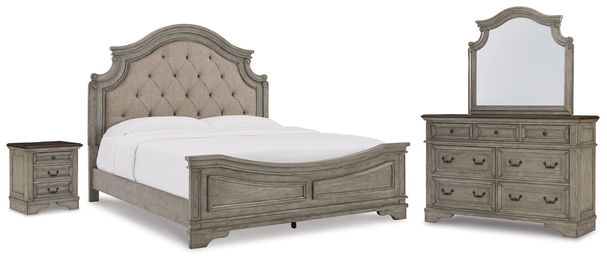 J&M Furniture - Ashley Furniture - Lodenbay King Upholstered Panel Bed, Dresser, Mirror, and Nightstand - King Upholstered Panel Bed, Dresser, Mirror, and Nightstand - B751B8