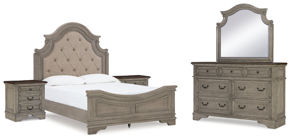 J&M Furniture - Ashley Furniture - Lodenbay Queen Upholstered Panel Bed, Dresser, Mirror and 2 Nightstands - Queen Upholstered Panel Bed, Dresser, Mirror and 2 Nightstands - B751B10