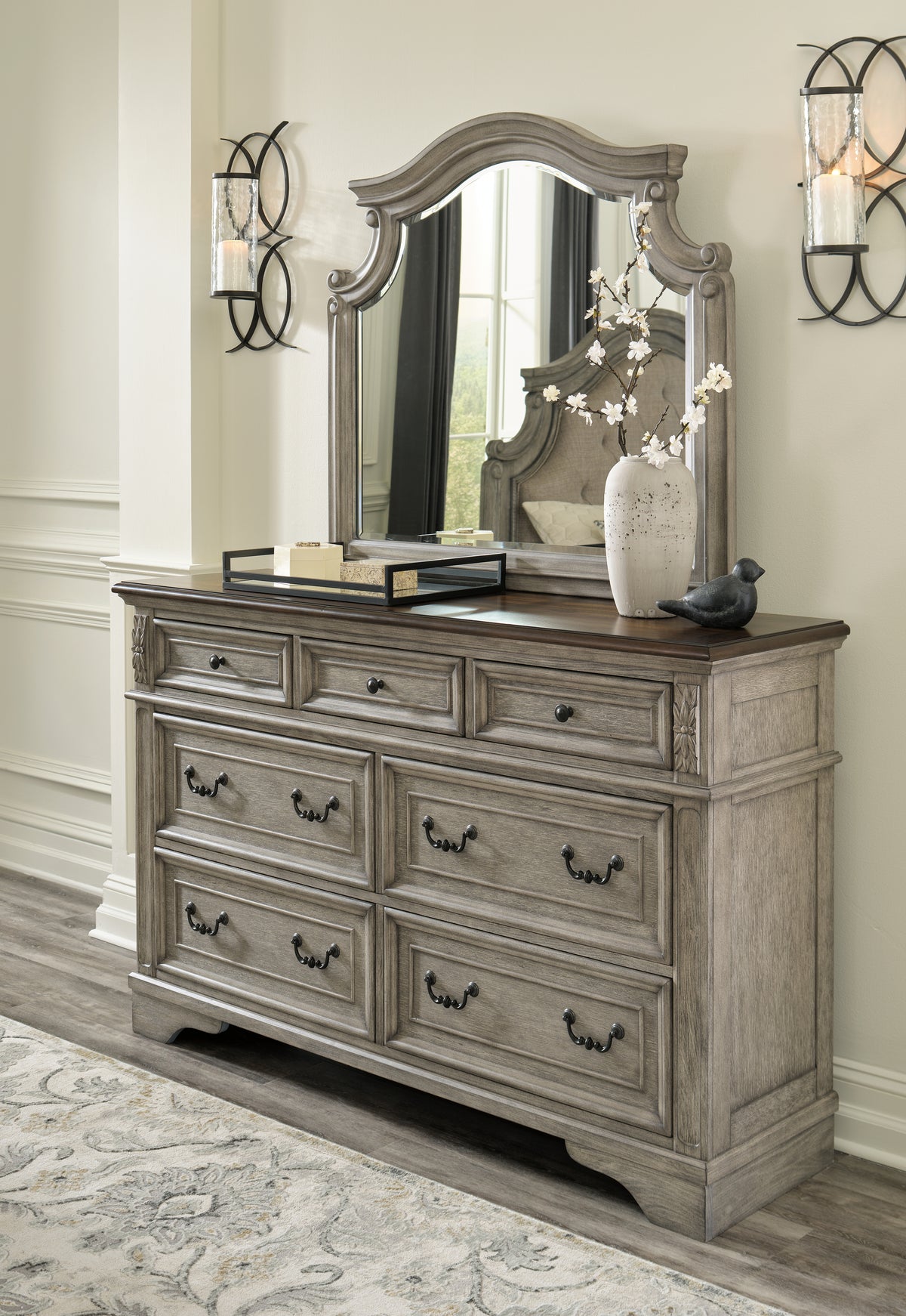 J&M Furniture - Ashley Furniture - Lodenbay Dresser and Mirror - Dresser and Mirror / Antique Gray/Brown - B751B1